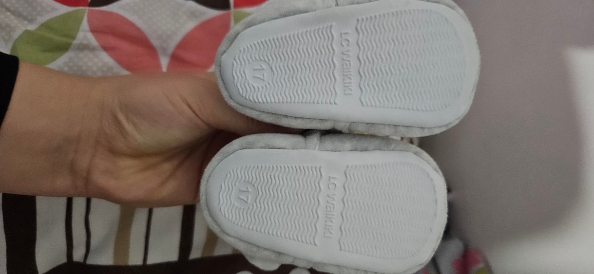 Gri Erkek Çocuk Sıcak Ev Terliği Velcro - Görsel 2