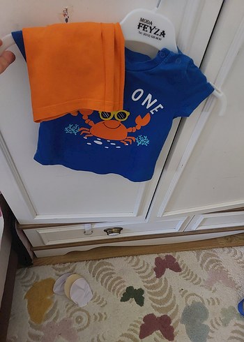 Renkli Baskılı Bebek Erkek Kısa Kollu Takım