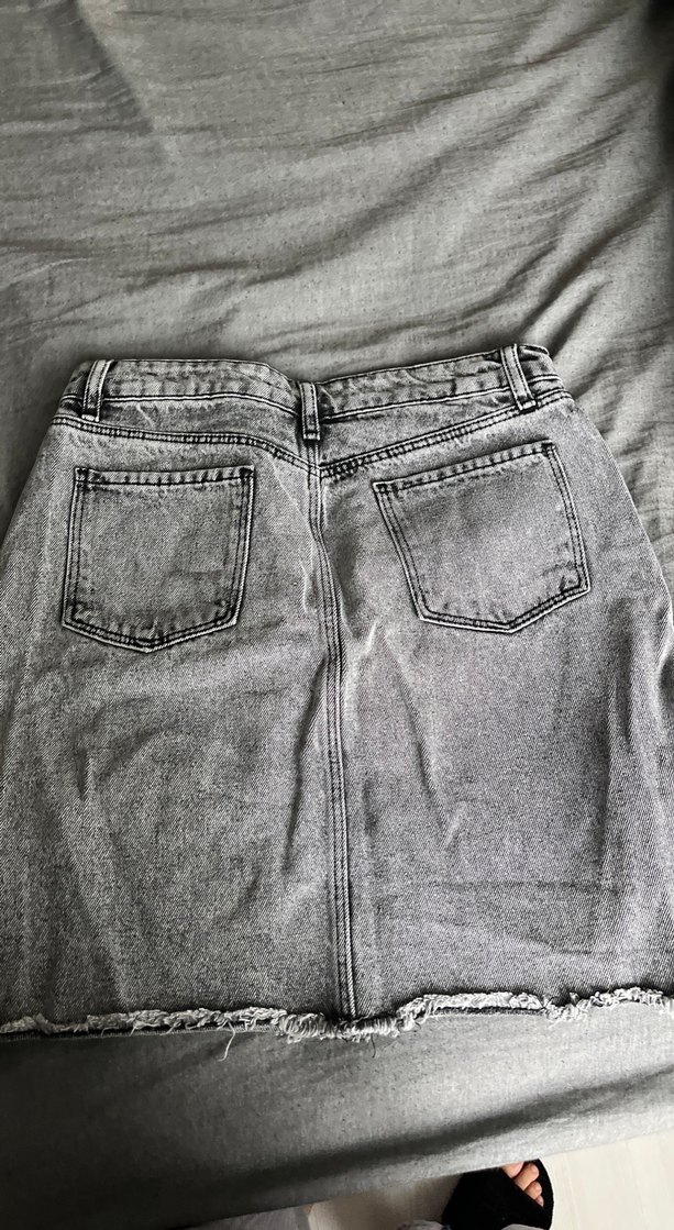 Gri Denim Midi Mini Etek - Görsel 2