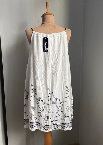 Püsküllü Nakışlı Beyaz Bohem Uzun Elbise - Görsel 4