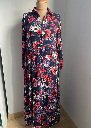 Çiçek Desenli Uzun Bohem Elbise - Görsel 7