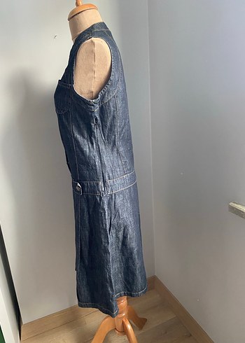 Kemerli Kolsuz Midi Kot Elbise - Görsel 5