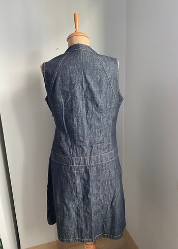 Kemerli Kolsuz Midi Kot Elbise - Görsel 4