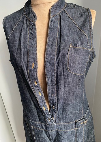 Kemerli Kolsuz Midi Kot Elbise - Görsel 6