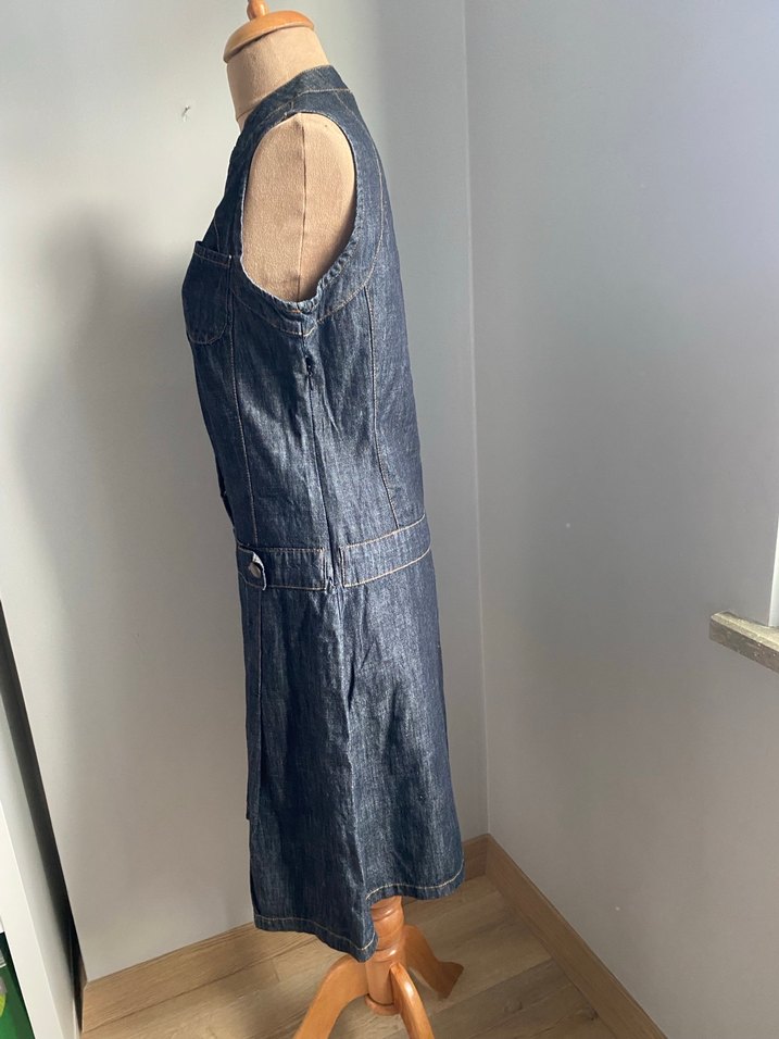 Kemerli Kolsuz Midi Kot Elbise - Görsel 5