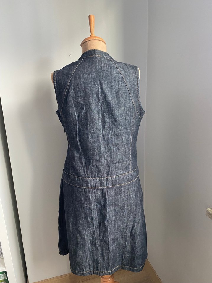 Kemerli Kolsuz Midi Kot Elbise - Görsel 4