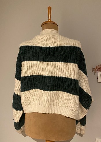 Kadın Örgü Çizgili Salaş Kazak - Görsel 2