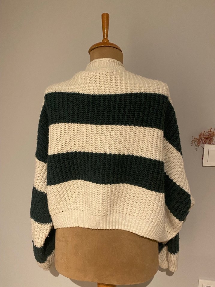 Kadın Örgü Çizgili Salaş Kazak - Görsel 2