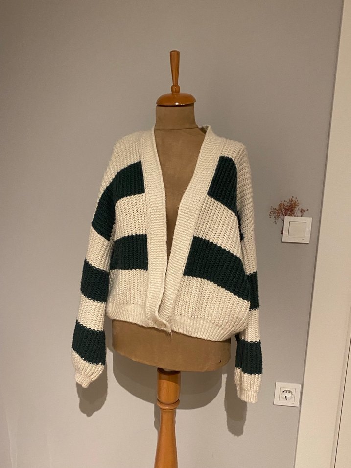 Kadın Örgü Çizgili Salaş Kazak - Görsel 3