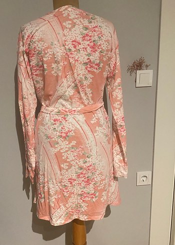 Pembe Çiçek Desenli Midi Bohem Kadın Elbise - Görsel 2