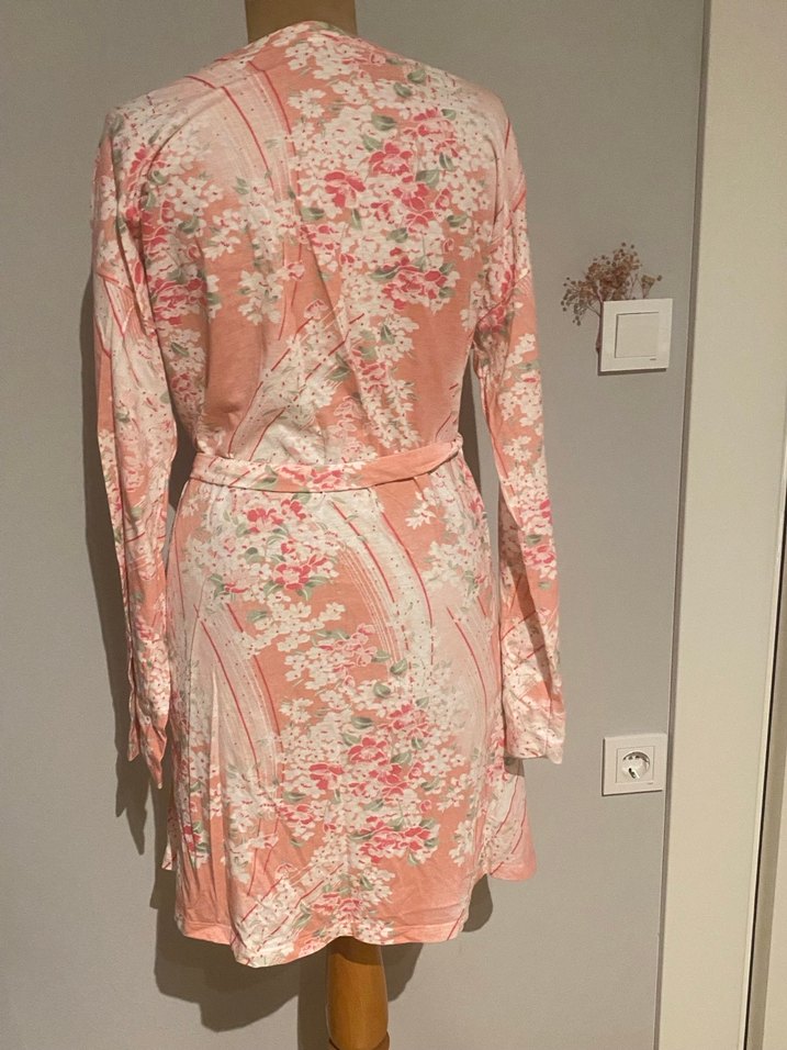 Pembe Çiçek Desenli Midi Bohem Kadın Elbise - Görsel 2