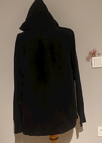 Siyah Kapüşonlu Oversize Sweatshirt - Görsel 4