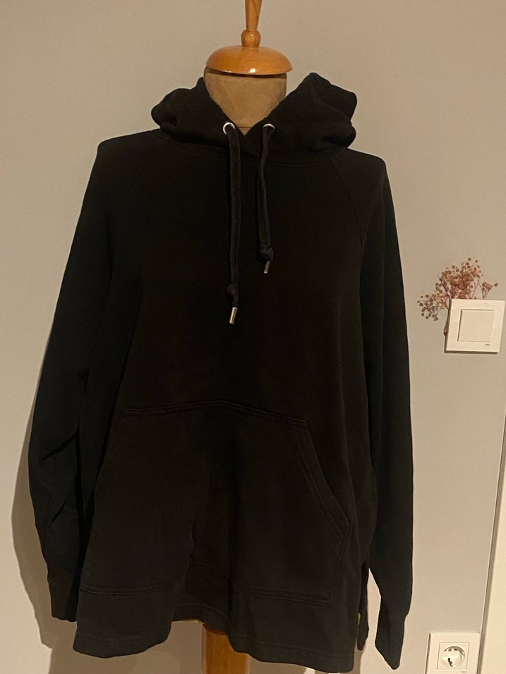 Siyah Kapüşonlu Oversize Sweatshirt - Görsel 3