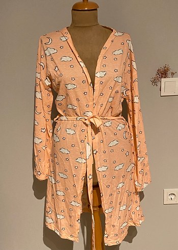 Uzun Kollu Rahat Bağlamalı Kadın Sabahlık - Görsel 2