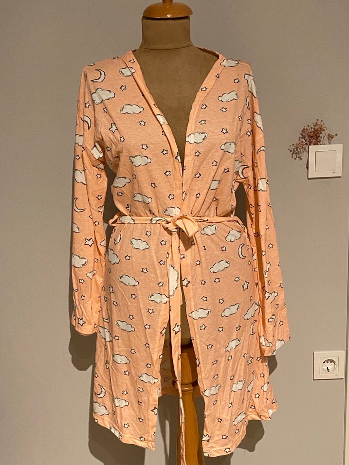 Uzun Kollu Rahat Bağlamalı Kadın Sabahlık - Görsel 2