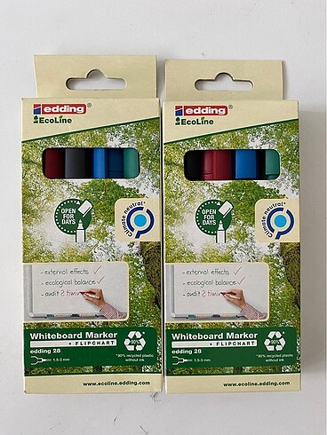 Edding 28 EcoLine beyaz yazı tahtası kalemi, 4'lü set, karışık r