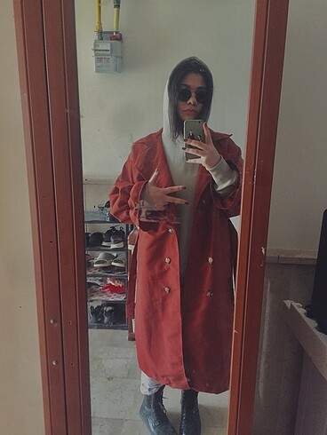 Diğer kiremit renk trençkot