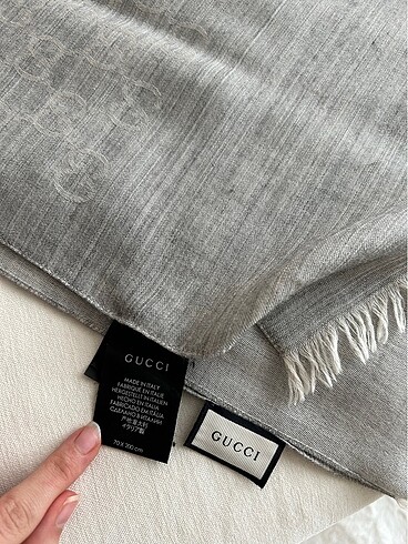 Gucci ORJİNAL GUCCİ YÜN İPEK ŞAL GRİ