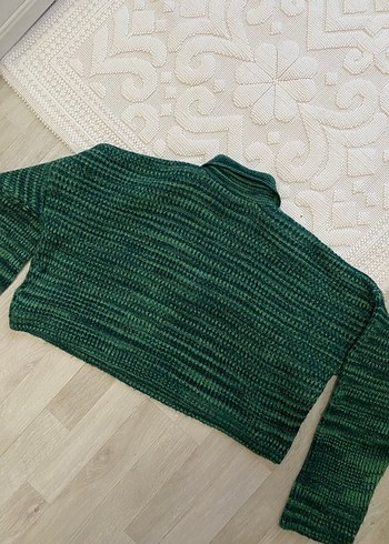 Kadın Yeşil Örgü Bohem Kazak - Görsel 3