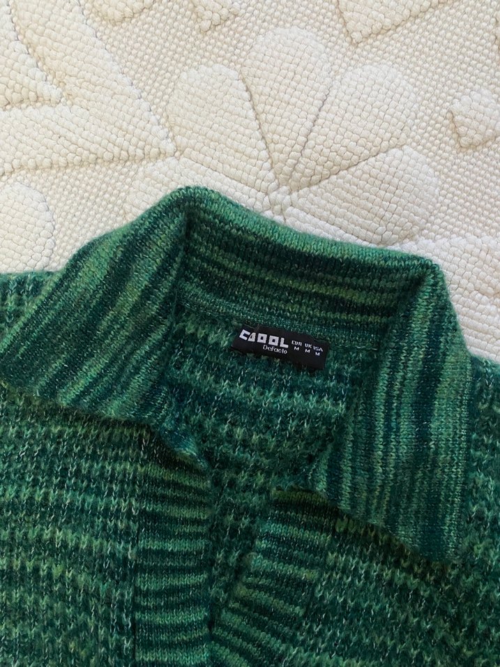 Kadın Yeşil Örgü Bohem Kazak - Görsel 2