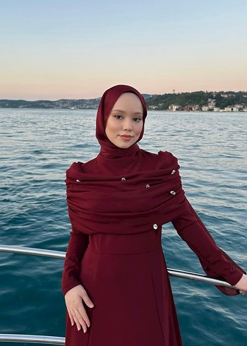 Zara Bordo Drapeli Uzun Abiye Elbise