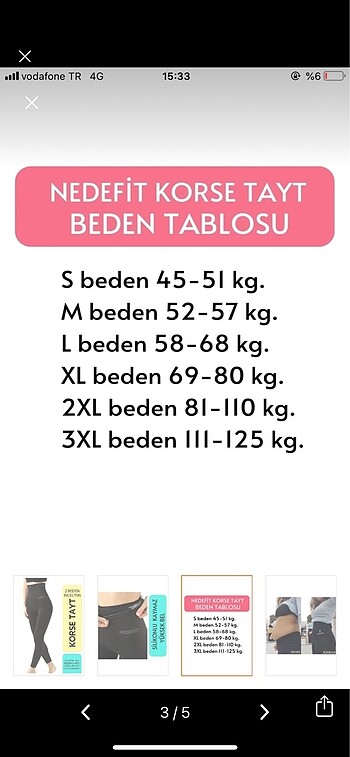 m Beden Nedefit korse tayt m beden