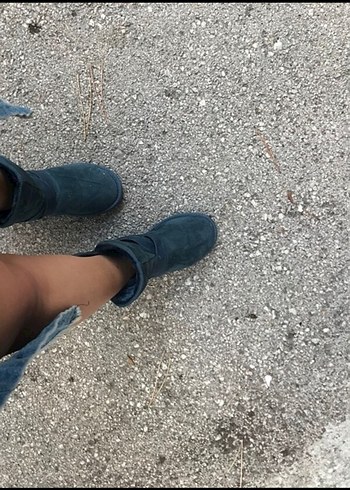 Ugg Mavi Süet Kadın Bot, Kürklü, Kalın Topuklu