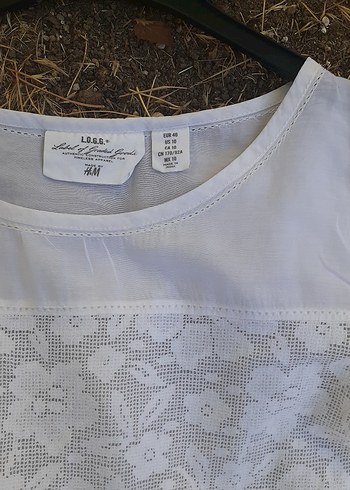 H&M Dantel Detaylı Beyaz Bohem Uzun Kollu Bluz