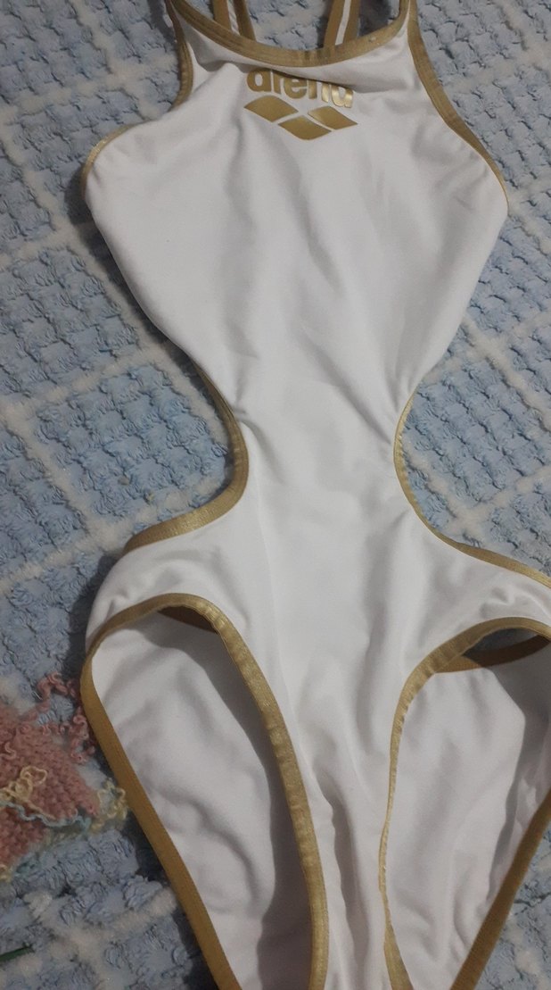 Beyaz, Strappy Kadın Mayo Velcro Detaylı - Görsel 3