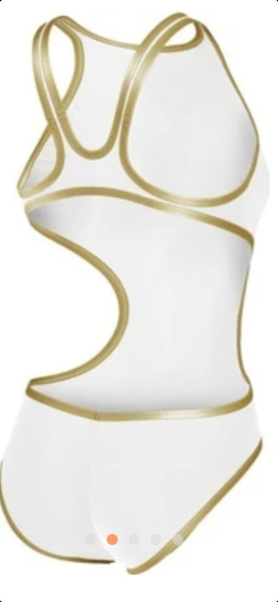 Beyaz, Strappy Kadın Mayo Velcro Detaylı - Görsel 4