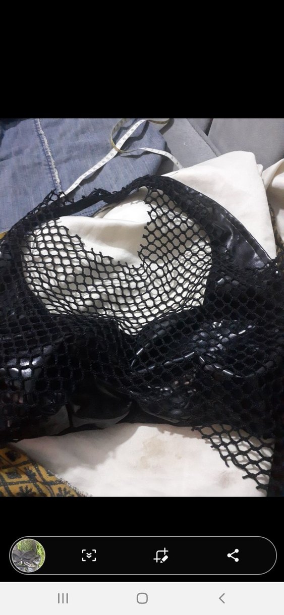 Dantel Detaylı Siyah Mini Deri Şort ikili takım - Görsel 5