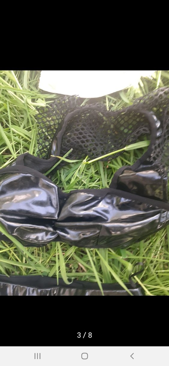 Dantel Detaylı Siyah Mini Deri Şort ikili takım - Görsel 3