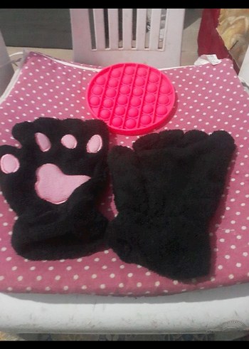 Kürklü Pembe Goth Kadın Eldivenleri - Görsel 2