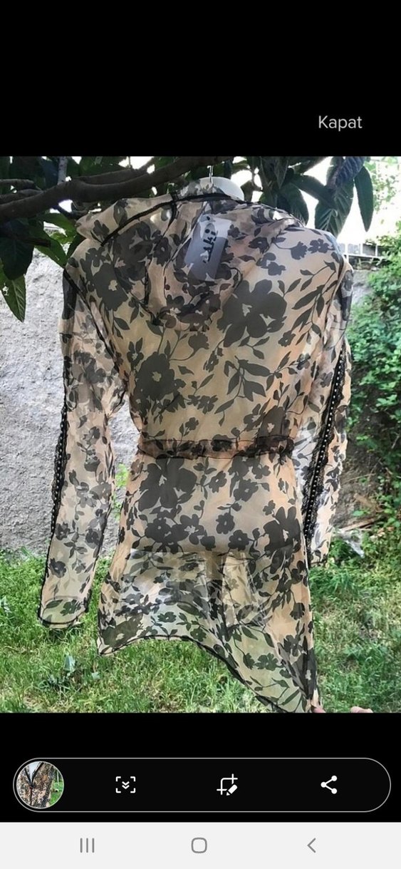 Kadın Bej Kamuflaj Desenli Uzun Yağmurluk Transparan ceket - Görsel 4