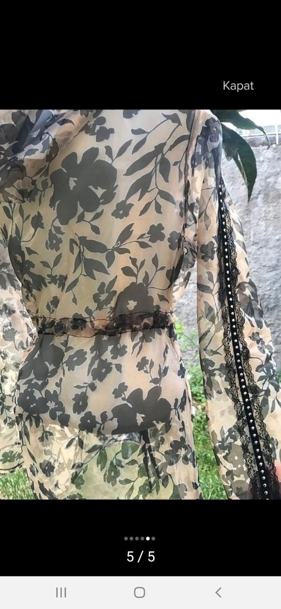 Kadın Bej Kamuflaj Desenli Uzun Yağmurluk Transparan ceket - Görsel 5