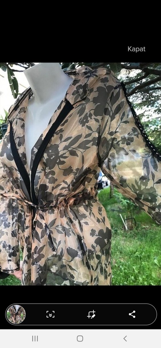 Kadın Bej Kamuflaj Desenli Uzun Yağmurluk Transparan ceket - Görsel 2