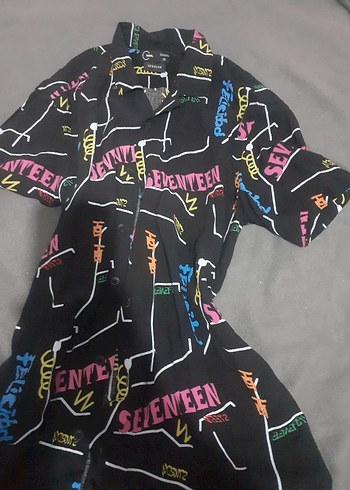 Çok Renkli Baskılı Erkek Kısa Kollu Gömlek - Görsel 4