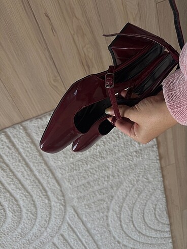 40 Beden bordo Renk Mary jane rugan ayakkabı