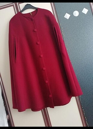 Bordo kışlık panço standart beden