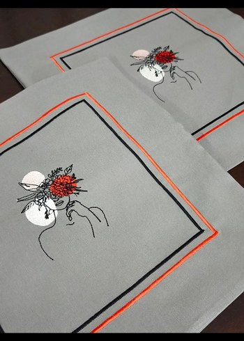 Gri Nakışlı Kırlent Kılıfı - Görsel 2