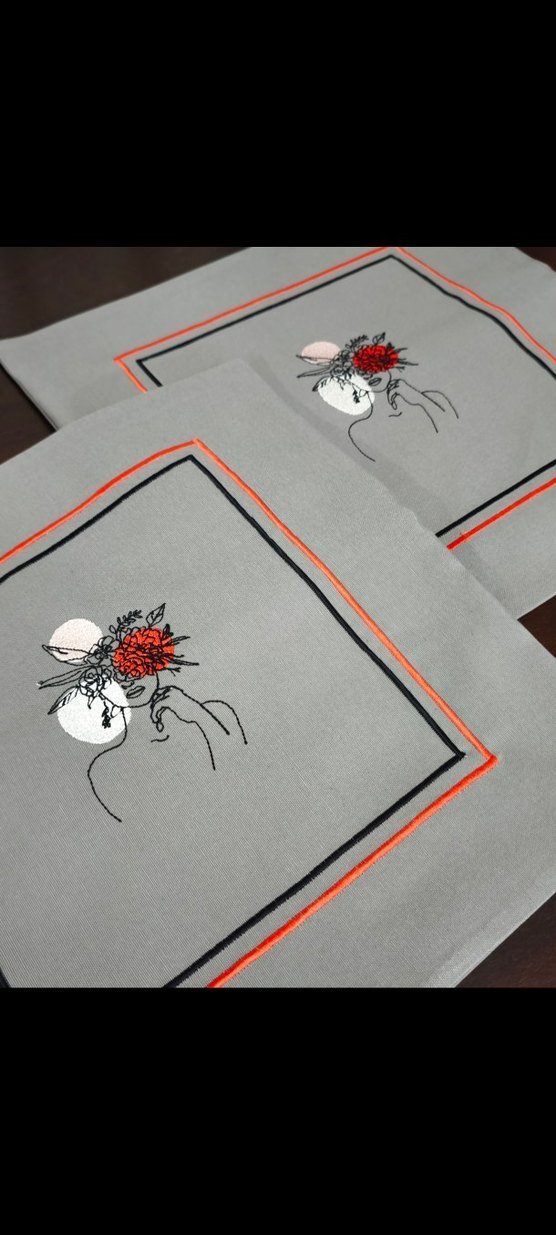 Gri Nakışlı Kırlent Kılıfı - Görsel 2