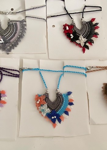 Dantel İşlemeli Uzun Pembe Bohem Kolye - Görsel 4