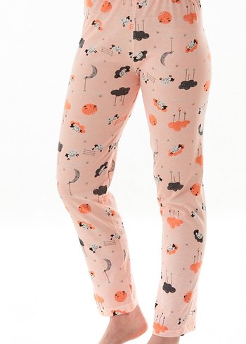 Pembe Baskılı Rahat Kadın Pijama Altı
