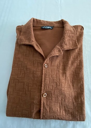 Taba rengi kısa kollu Slim fit erkek gömleği - Görsel 2