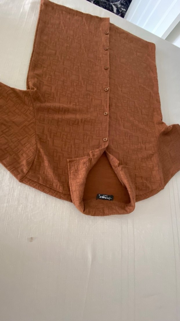 Taba rengi kısa kollu Slim fit erkek gömleği - Görsel 3