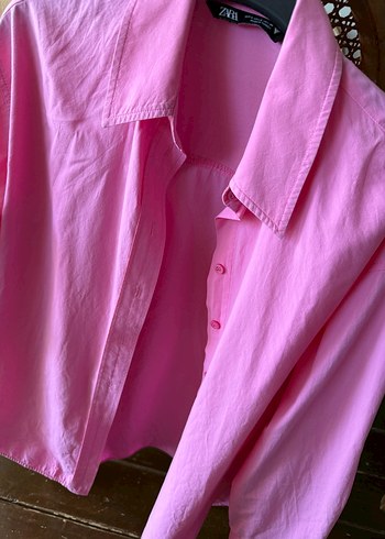 s Beden pembe Renk Zara yepyeni pembe oversize gomlek
