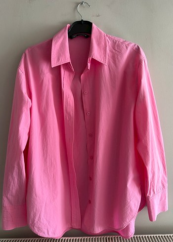 Zara yepyeni pembe oversize gomlek