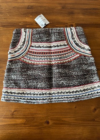xs Beden Zara Nakışlı Örgü Bohem Midi Etek