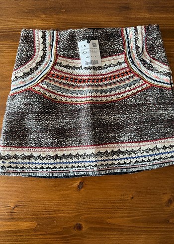 Zara Nakışlı Örgü Bohem Midi Etek