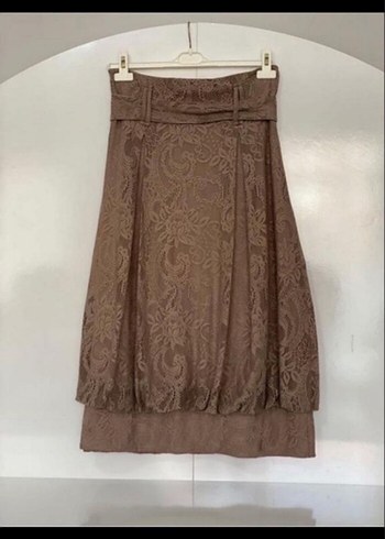 Bej Vintage Bohem Uzun Etek - Görsel 5